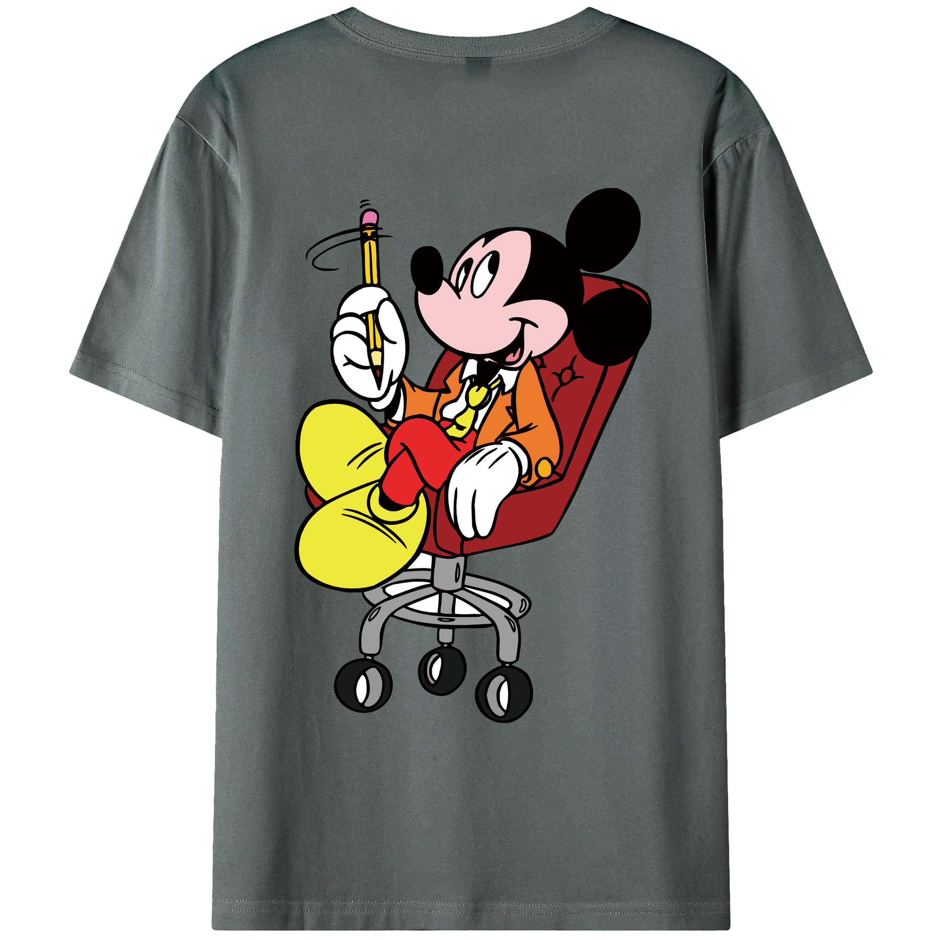 ミッキーマウス Mickey Mouse 綿100％ メンズ半袖Tシャツ（バックプリント） 通気性